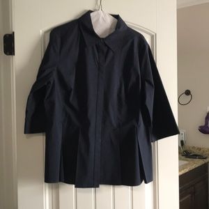 Navy Blue Cotton 3/4 sleeve top